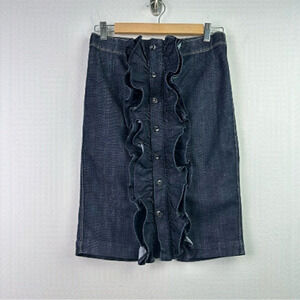 7 for all Mankind Denim Ruffled Pencil Jean Skirt Size 26
